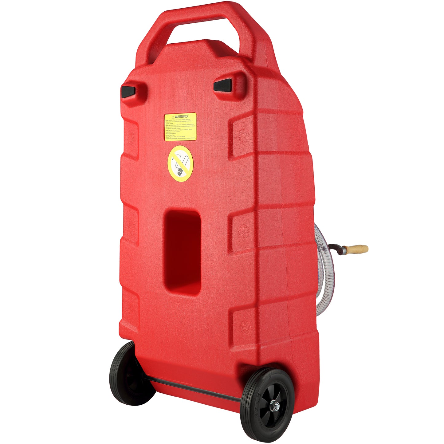 16 Gallon Portable Fuel Caddy – Gas Storage Tank with Hand Pump & Rubber Wheels | Cars, Mowers, Boats