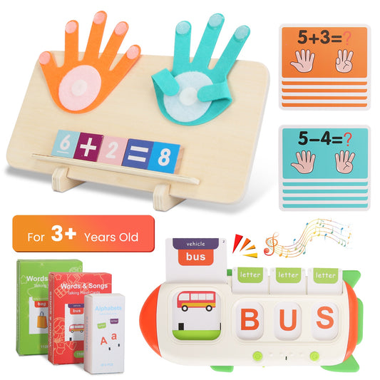 Talking Flash Cards & Finger Counting Math Board Set – 162 Cards | Montessori Learning Toy | Ages 3+