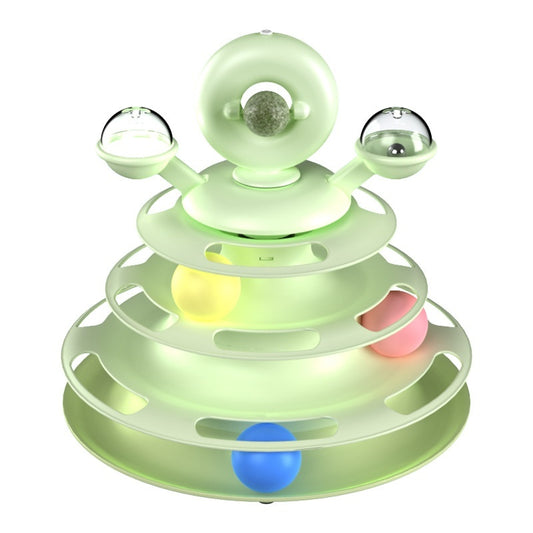4-Level Cat Toy Tower Turntable – Interactive Roller Ball Track | Mint Ball & Table Tennis Options | 5 Colours