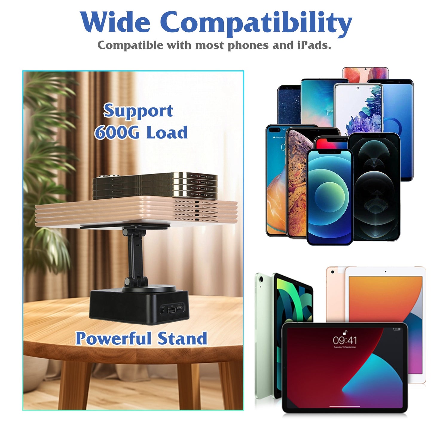 4-in-1 Foldable Wireless Speaker Phone Stand – 5000mAh Power Bank | Bluetooth 5.3 | RGB Light | 360° Rotation