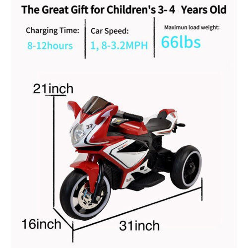 6V Kids Electric Ride-On Motorcycle with LED Lights & Music | Ages 3–4