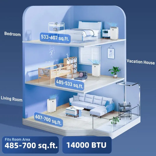 12,000 BTU Portable Air Conditioner – 3-in-1 Cool, Dehumidify & Fan | 24Hr Timer | Remote Control