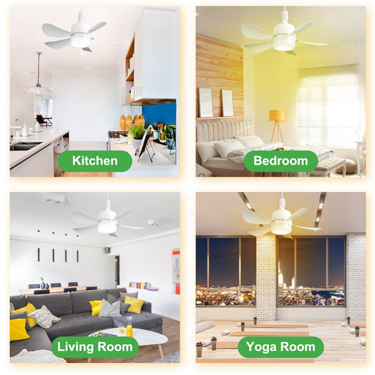 2-in-1 LED Ceiling Fan Light 12W – 3 Speeds, Dimmable, Timer & Remote Control | E27 Socket