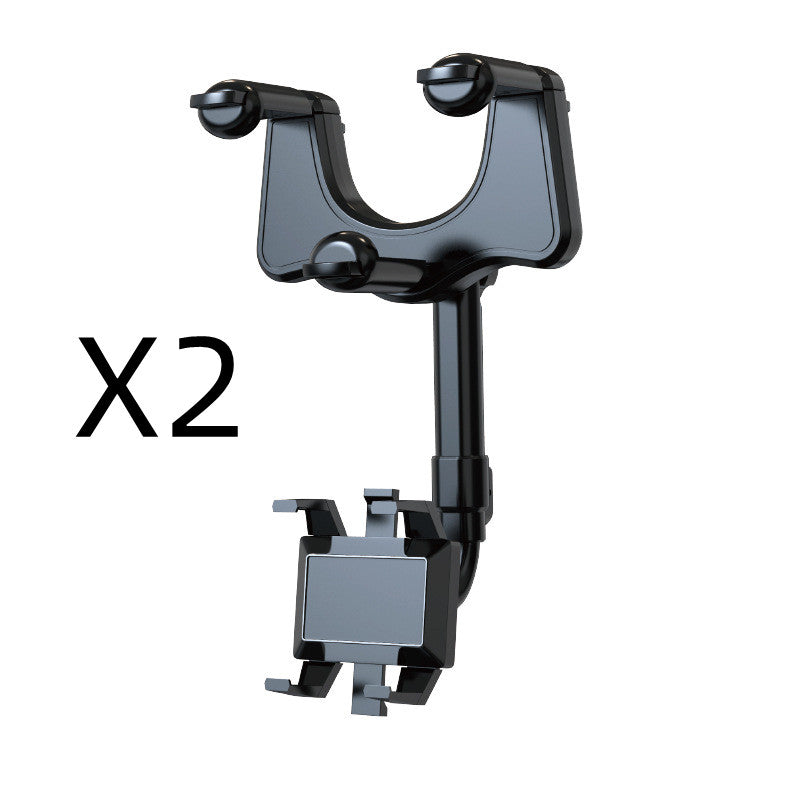 360° Rearview Mirror Car Phone Holder – Rotatable & Retractable | 4-Claw Grip | Universal Fit | No Trace Removal
