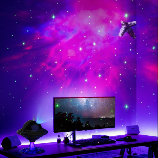 Flying Saucer Galaxy Projector Light – Starry Sky & Nebula Ambient Lamp | 8 Colour Modes