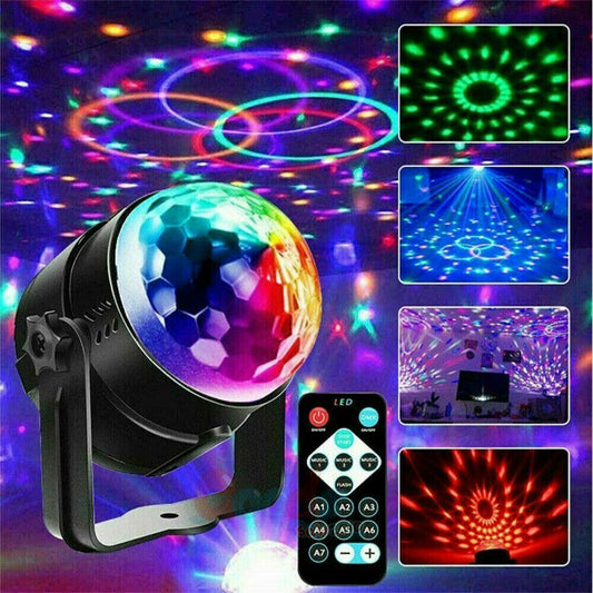 Disco Party Light – Sound Activated LED DJ Ball with Remote | 7 Colours | Strobe Dance Lamp