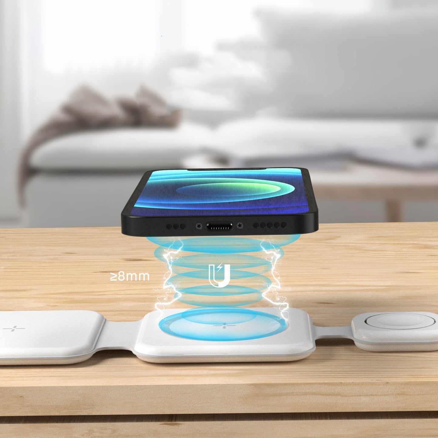 3-in-1 Magnetic Foldable Wireless Charging Station – 15W Fast Charge | Phone, Watch & Earbuds