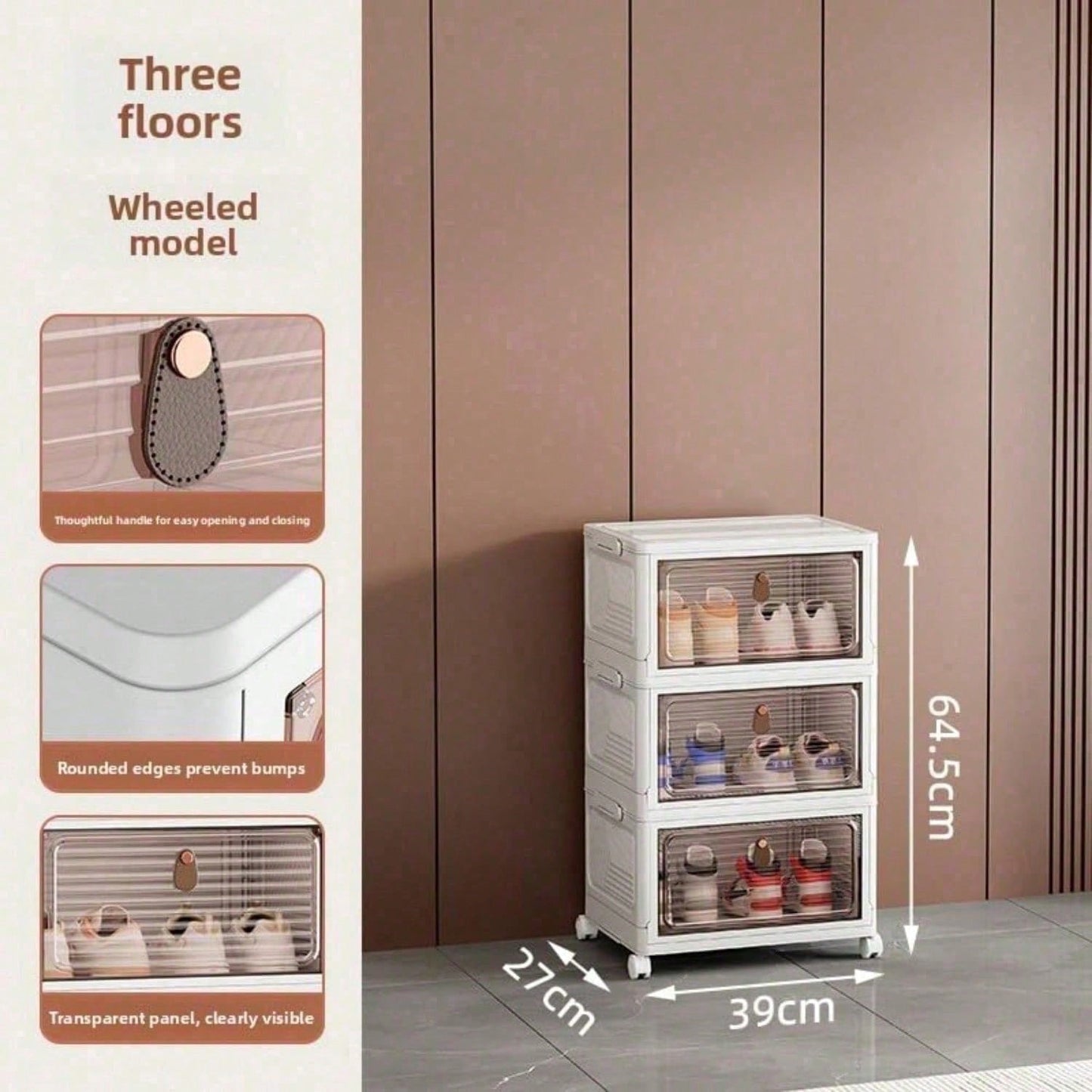 Stackable Shoe Storage Rack with Clear Doors – Foldable PP Plastic Cabinet | 3, 4 & 6 Tiers