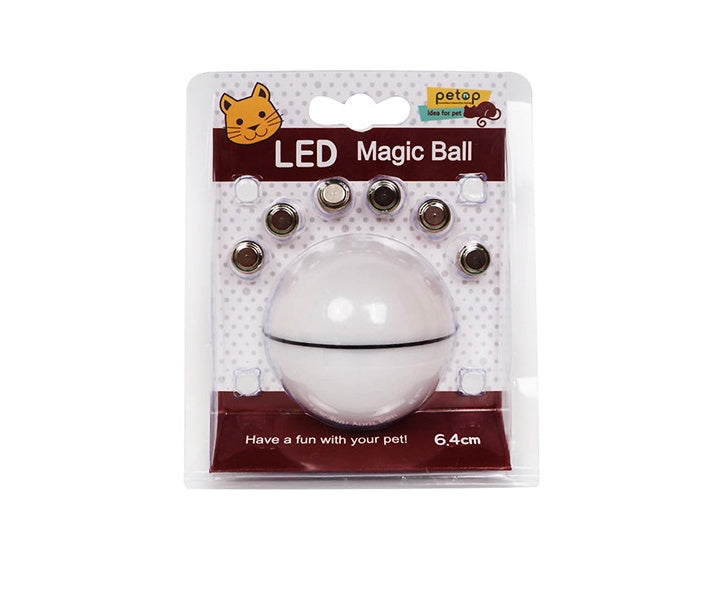 LED Rolling Cat Toy Ball – 360° Auto-Rotating with Catnip, Feathers & Color-Changing Lights