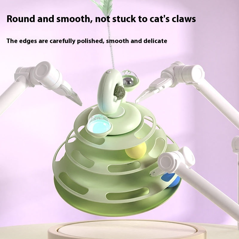4-Level Cat Toy Tower Turntable – Interactive Roller Ball Track | Mint Ball & Table Tennis Options | 5 Colours