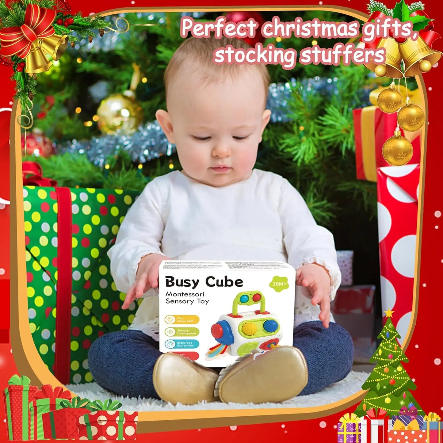 9-in-1 Montessori Busy Cube – Sensory & Fidget Toy for Babies & Toddlers | Ages 0–3 | Educational Learning Toy