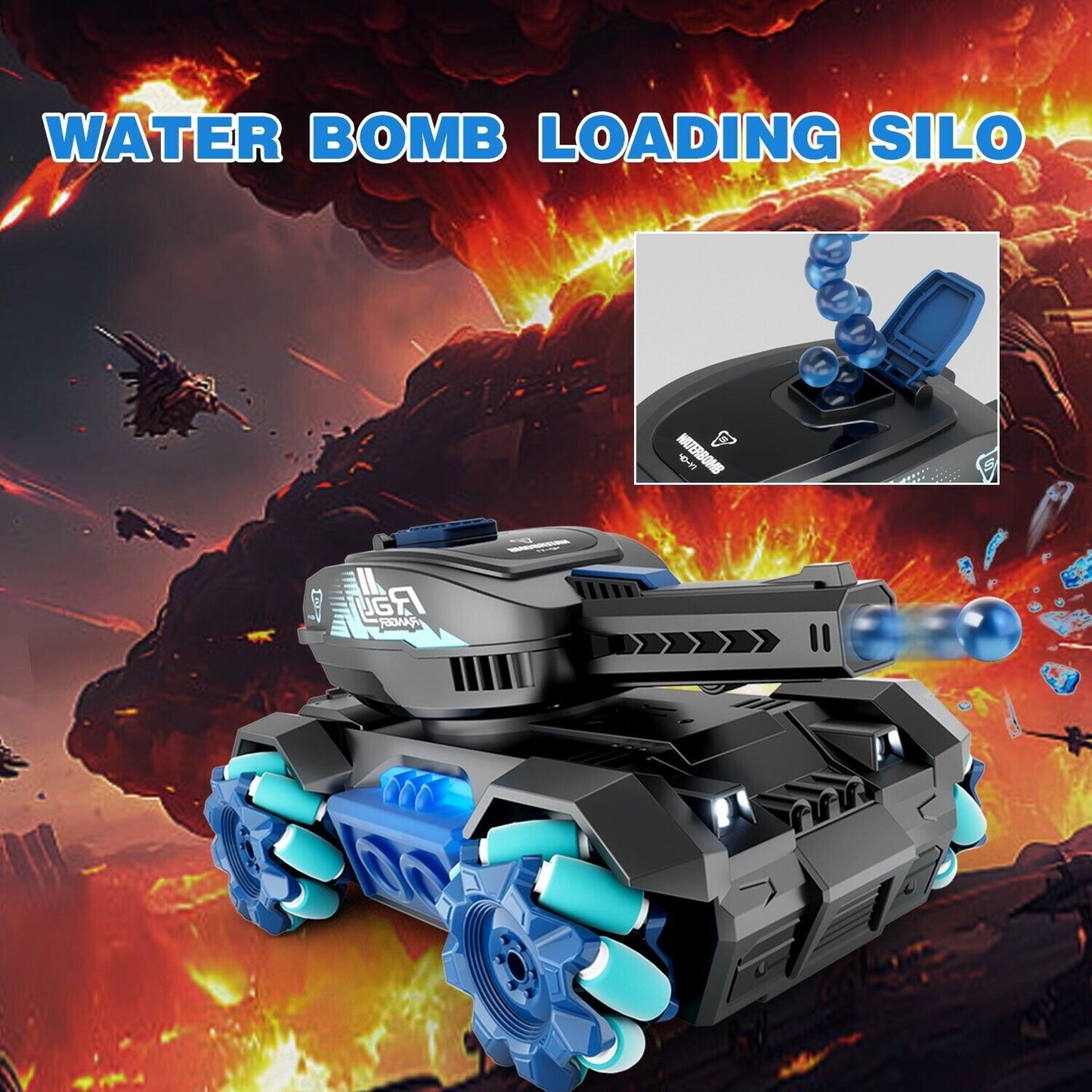 RC Tank Toy – 2.4G Remote & Gesture Control | 4WD | Water Bomb Launcher | Kids Gift
