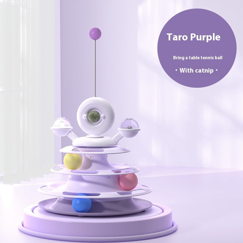 4-Level Cat Toy Tower Turntable – Interactive Roller Ball Track | Mint Ball & Table Tennis Options | 5 Colours