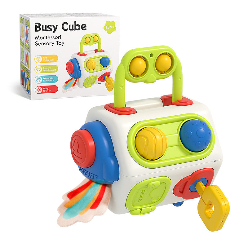 9-in-1 Montessori Busy Cube – Sensory & Fidget Toy for Babies & Toddlers | Ages 0–3 | Educational Learning Toy