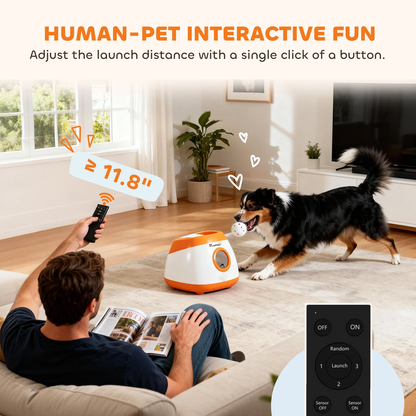 Automatic Dog Ball Launcher – Adjustable Distance up to 79 ft with Remote Control