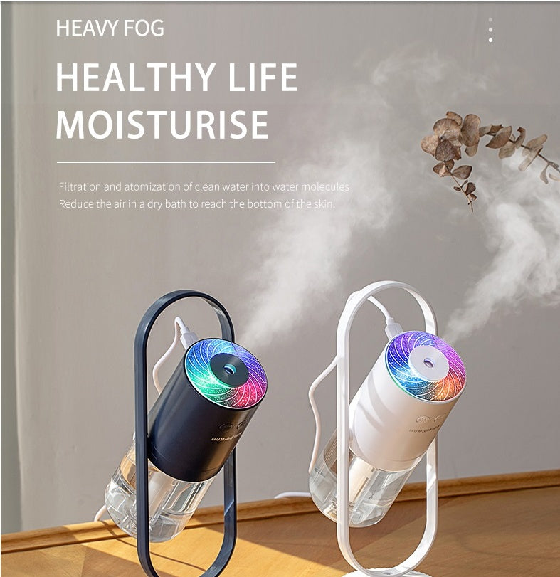 USB Air Humidifier with Projection Night Light – Ultrasonic Mist Maker | 200ml | Silent <30dB | Home, Car & Office
