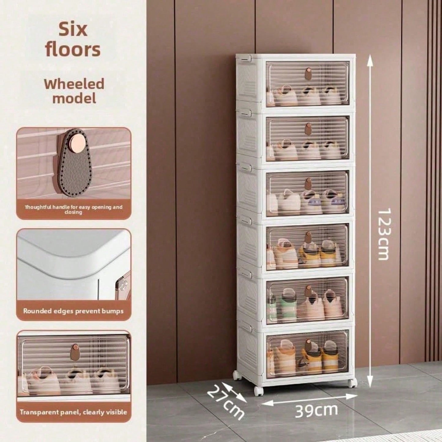 Stackable Shoe Storage Rack with Clear Doors – Foldable PP Plastic Cabinet | 3, 4 & 6 Tiers