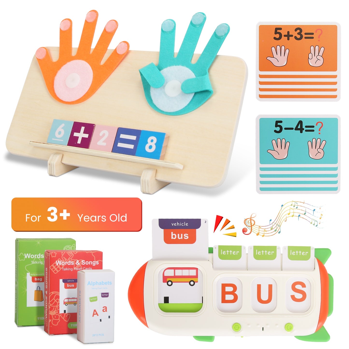 Talking Flash Cards & Finger Counting Math Board Set – 162 Cards | Montessori Learning Toy | Ages 3+