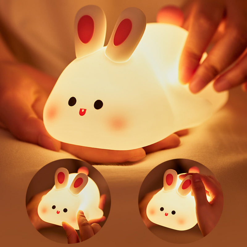 Cute Silicone LED Night Light – Touch Sensor | 3 Brightness Levels | 30-Min Timer | USB Rechargeable | Kids Bedside Lamp