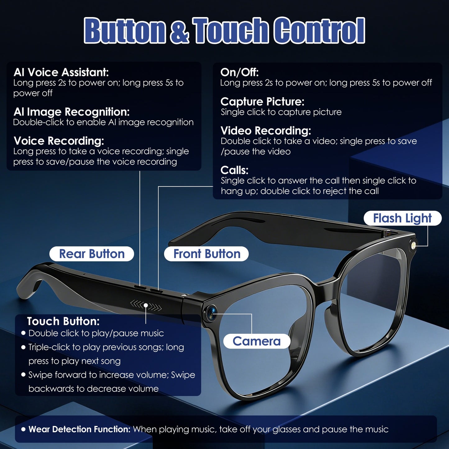 AI Smart Glasses – 8MP 1080P Camera | Real-Time Translation 139 Languages | Voice Assistant | Open-Ear Audio