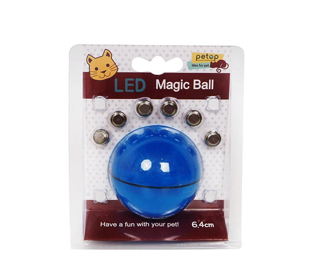 LED Rolling Cat Toy Ball – 360° Auto-Rotating with Catnip, Feathers & Color-Changing Lights