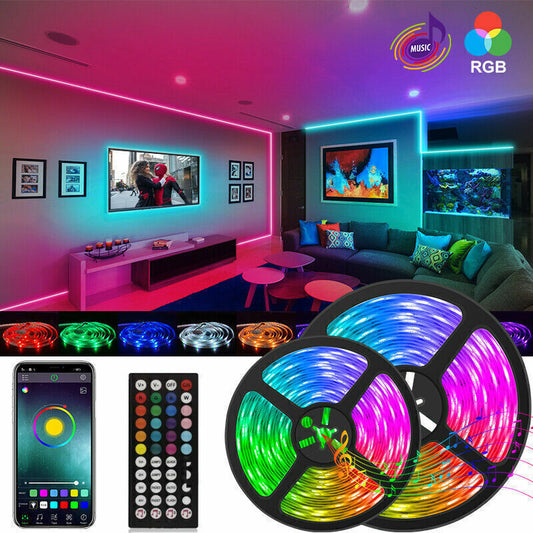 RGB LED Strip Lights 5050 with Bluetooth App & Remote Control – Music Sync | 5–20M