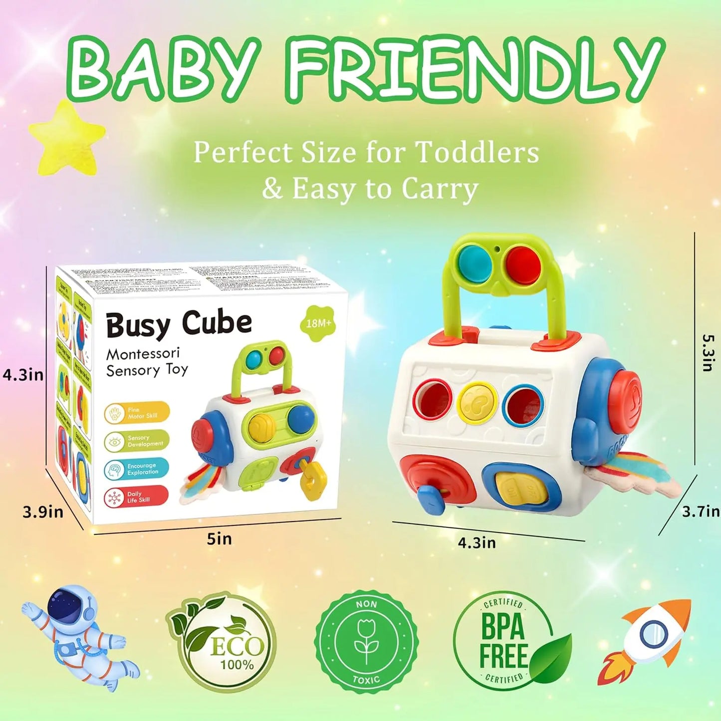 9-in-1 Montessori Busy Cube – Sensory & Fidget Toy for Babies & Toddlers | Ages 0–3 | Educational Learning Toy