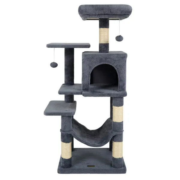44-Inch Multi-Level Cat Tree with Condo, Hammock & Spacious Top Perch – Indoor Cat Tower (Gray)