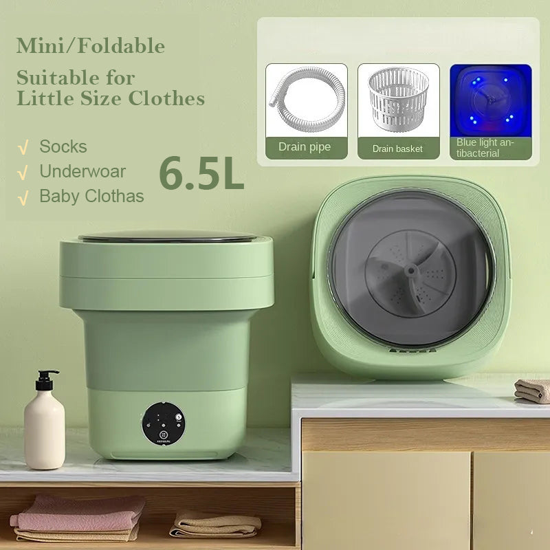 Portable Foldable Mini Washing Machine – Compact Laundry for Travel & Small Spaces