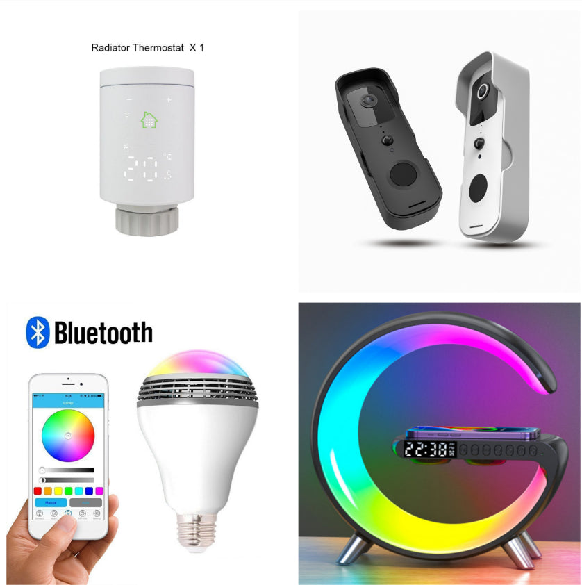 Smart G-Shaped LED Atmosphere Lamp with Bluetooth Speaker & Wireless Charger