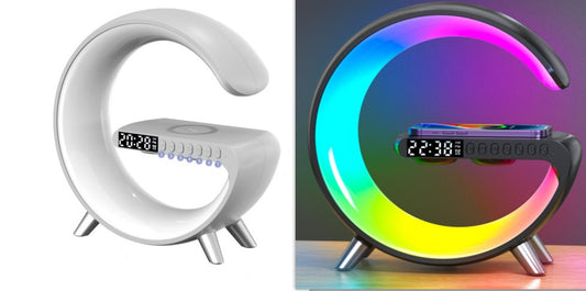 Smart G-Shaped LED Atmosphere Lamp with Bluetooth Speaker & Wireless Charger