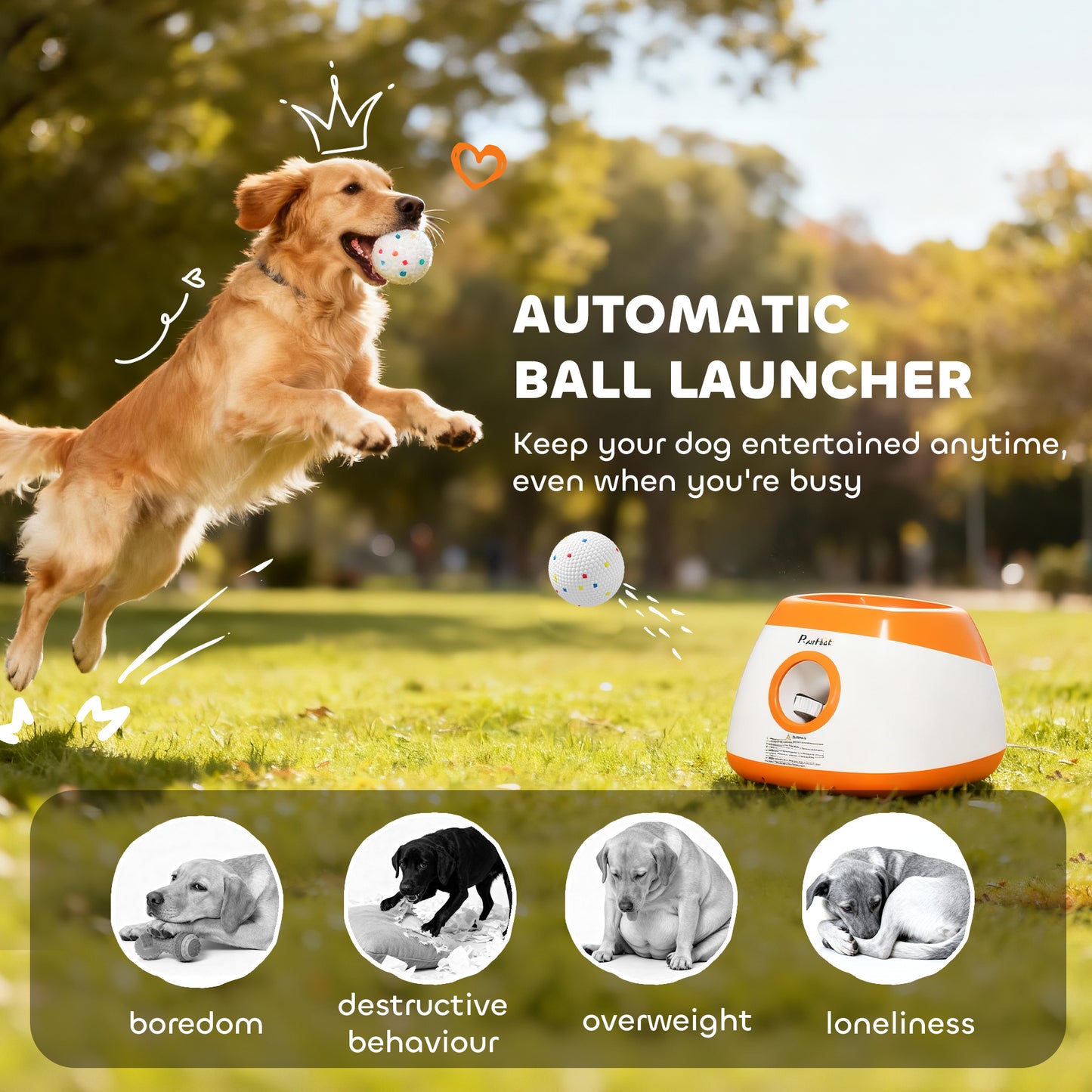 Automatic Dog Ball Launcher – Adjustable Distance up to 79 ft with Remote Control