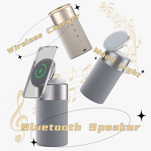 3-in-1 Wireless Charger, Bluetooth Speaker & Touch Lamp – Phone & Earphone Charging | Home & Office