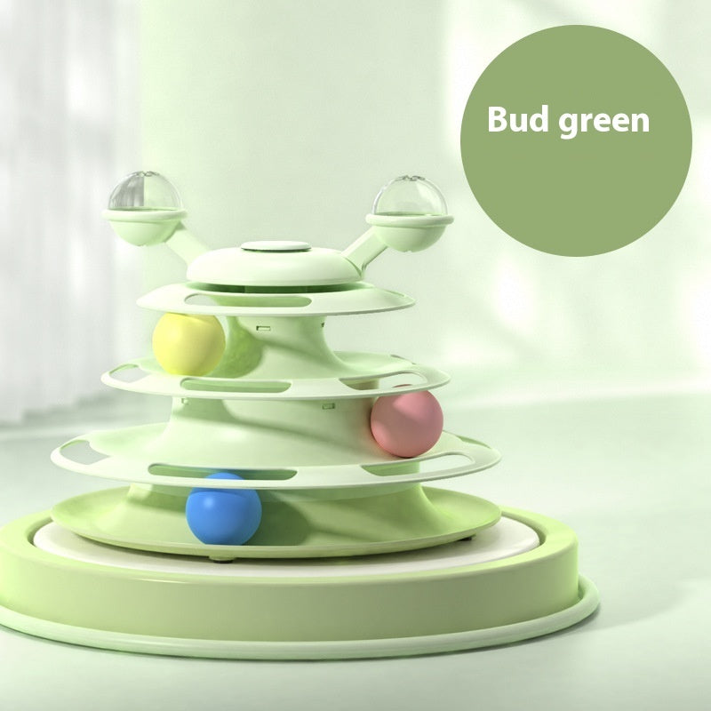 4-Level Cat Toy Tower Turntable – Interactive Roller Ball Track | Mint Ball & Table Tennis Options | 5 Colours