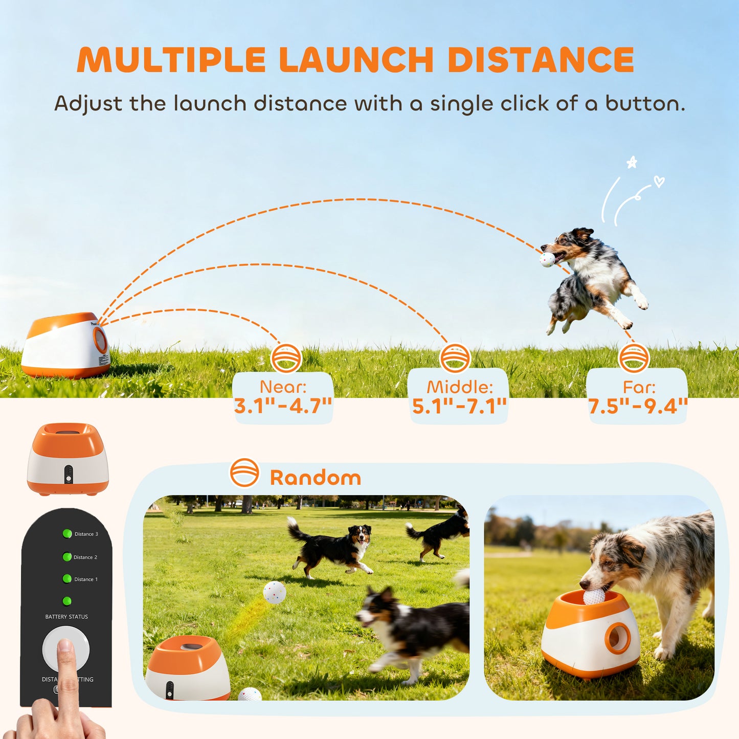 Automatic Dog Ball Launcher – Adjustable Distance up to 79 ft with Remote Control