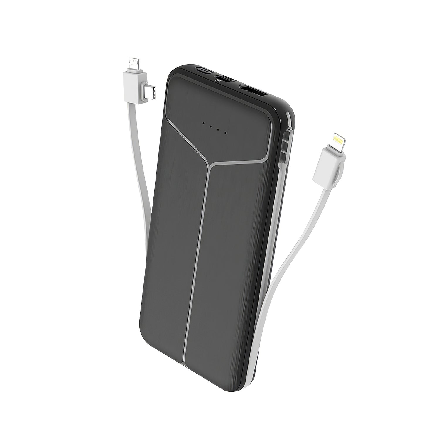 10000mAh 3-in-1 Power Bank with Built-in Cables & US Plug – 4 Outputs, 3 Inputs | iPhone & Android