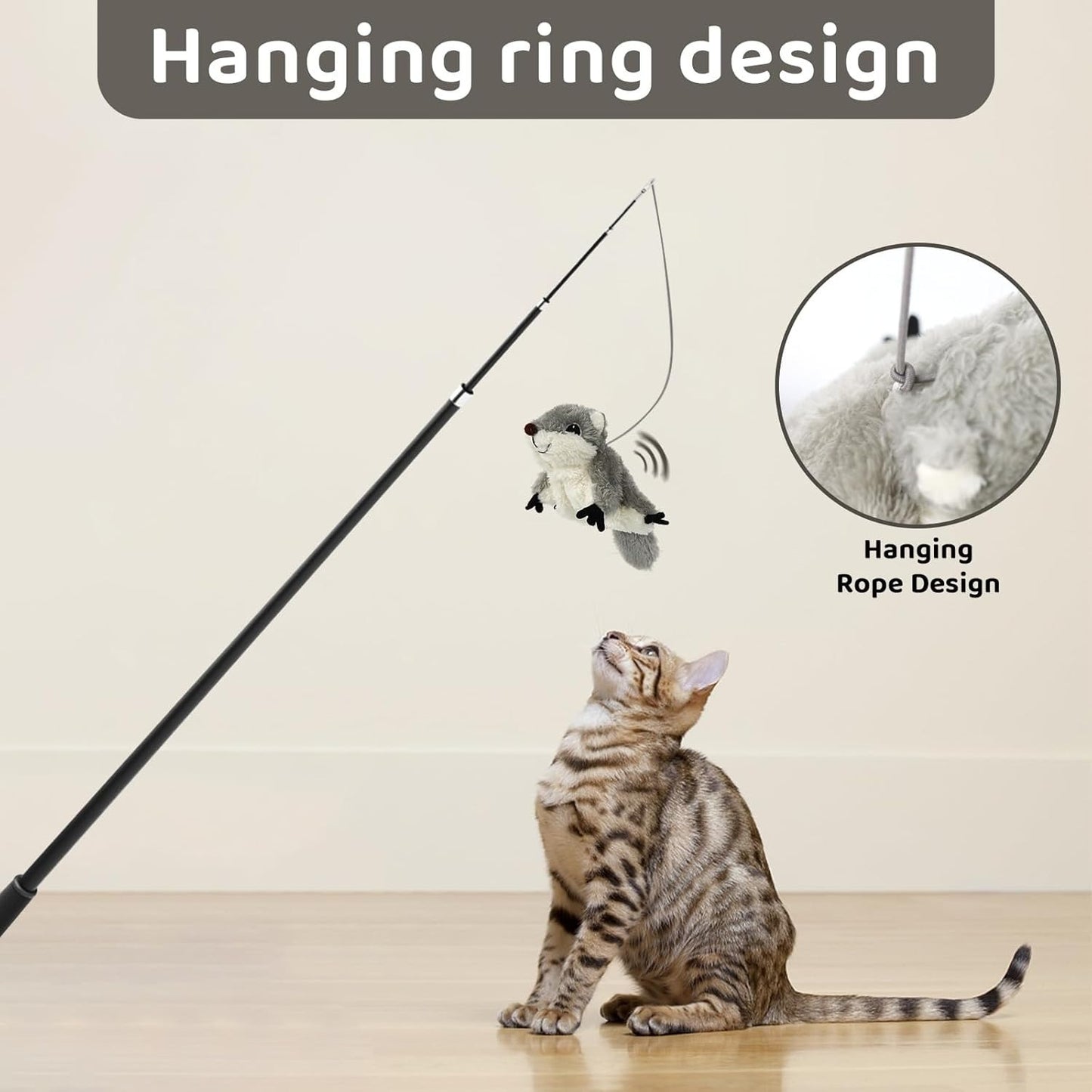 Interactive Flapping Squirrel Cat Toy – Rechargeable Touch-Activated Plush Kicker