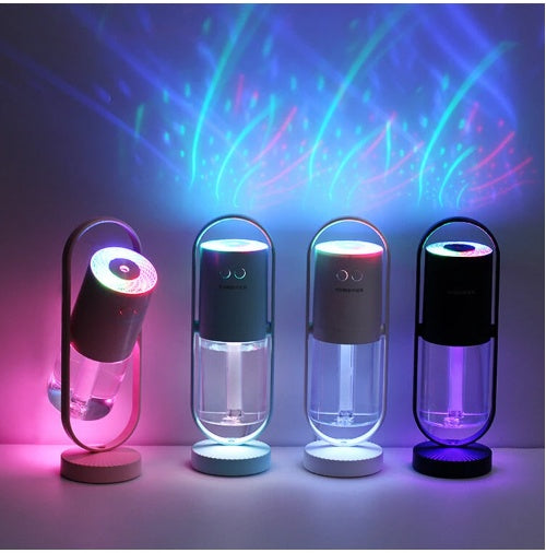 USB Air Humidifier with Projection Night Light – Ultrasonic Mist Maker | 200ml | Silent <30dB | Home, Car & Office