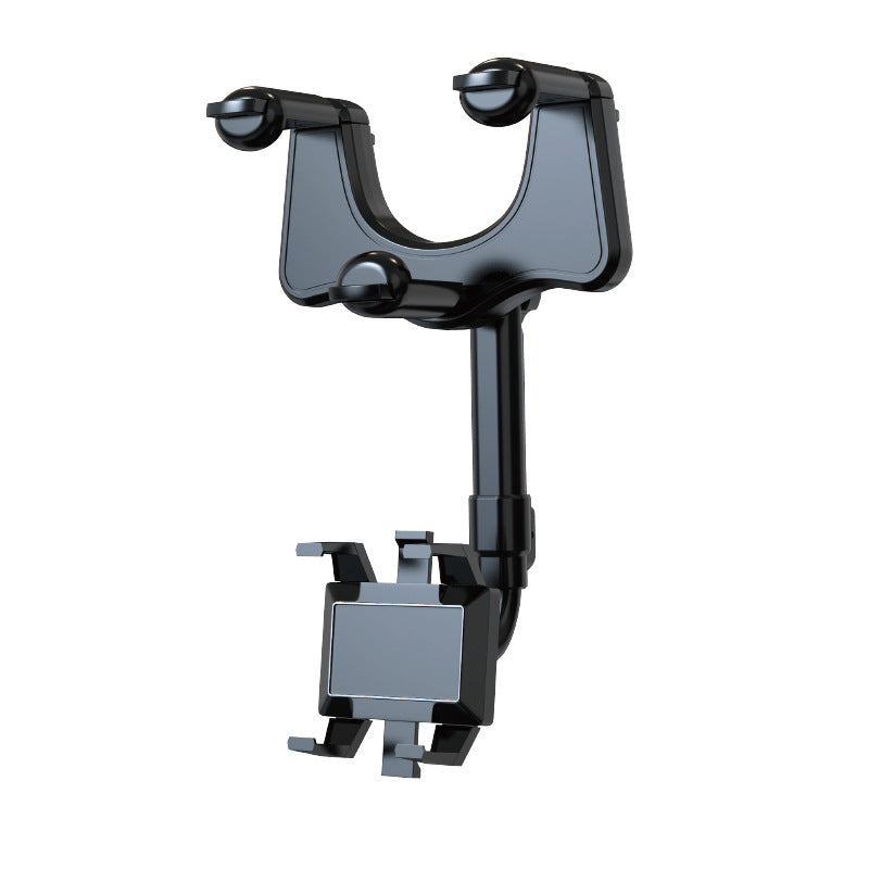 360° Rearview Mirror Car Phone Holder – Rotatable & Retractable | 4-Claw Grip | Universal Fit | No Trace Removal