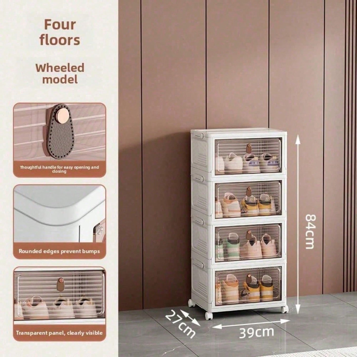 Stackable Shoe Storage Rack with Clear Doors – Foldable PP Plastic Cabinet | 3, 4 & 6 Tiers