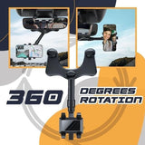 360° Rearview Mirror Car Phone Holder – Rotatable & Retractable | 4-Claw Grip | Universal Fit | No Trace Removal