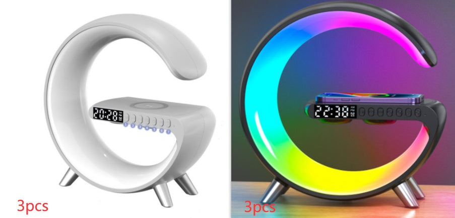 Smart G-Shaped LED Atmosphere Lamp with Bluetooth Speaker & Wireless Charger