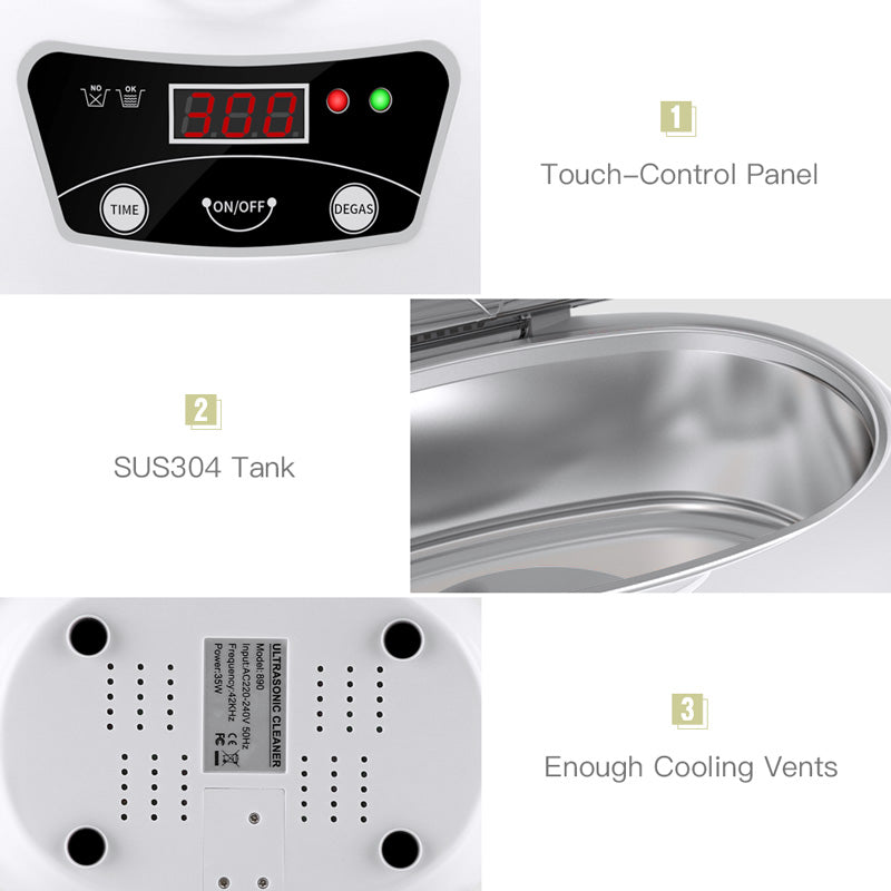 Ultrasonic Cleaning Machine – 40KHz Digital Touch Control | Jewellery, Glasses & Home Use | EU & US Plug