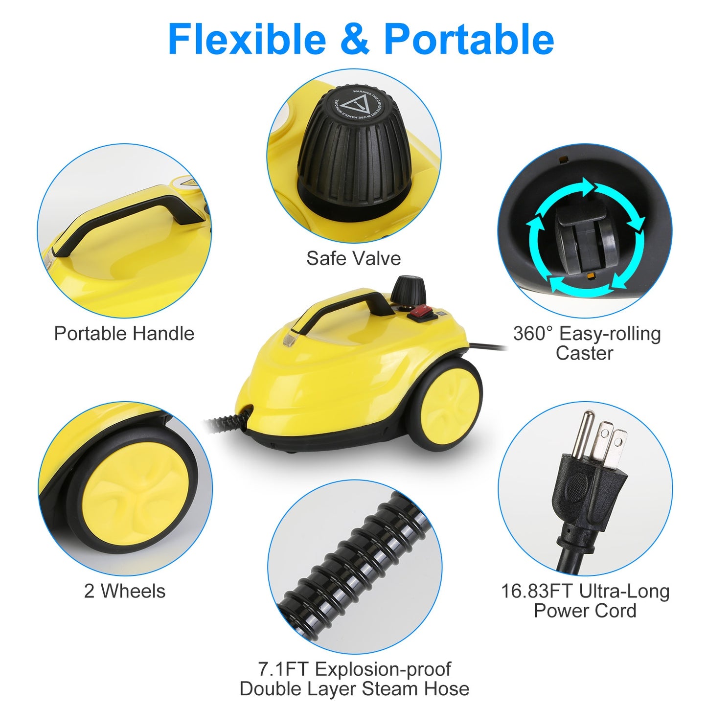 1800W Steam Cleaning Machine – 5 Bar Pressure | 2L Tank | 15 Accessories | Chemical-Free Deep Clean