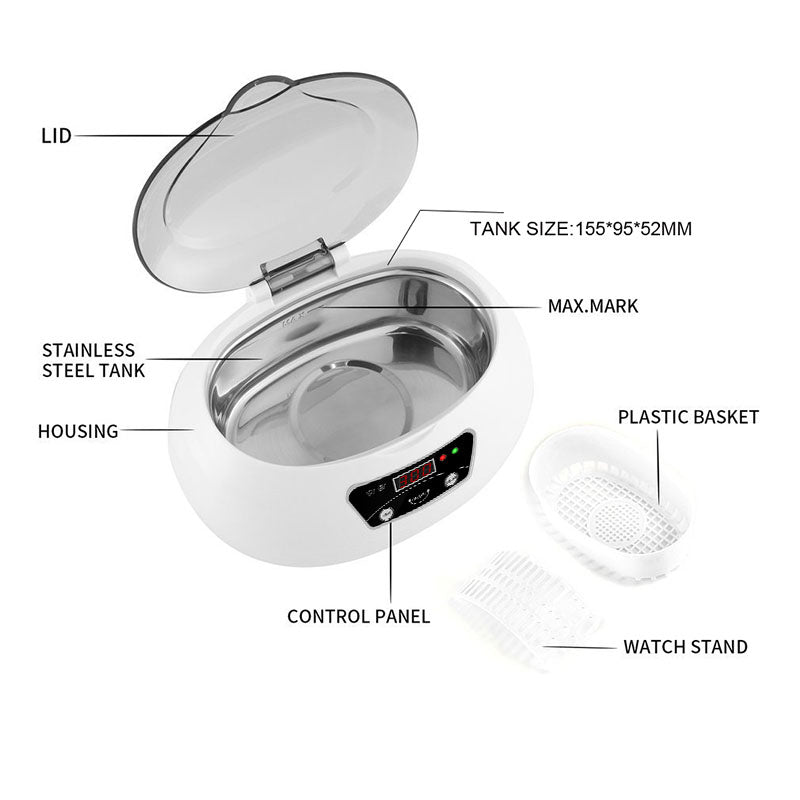 Ultrasonic Cleaning Machine – 40KHz Digital Touch Control | Jewellery, Glasses & Home Use | EU & US Plug