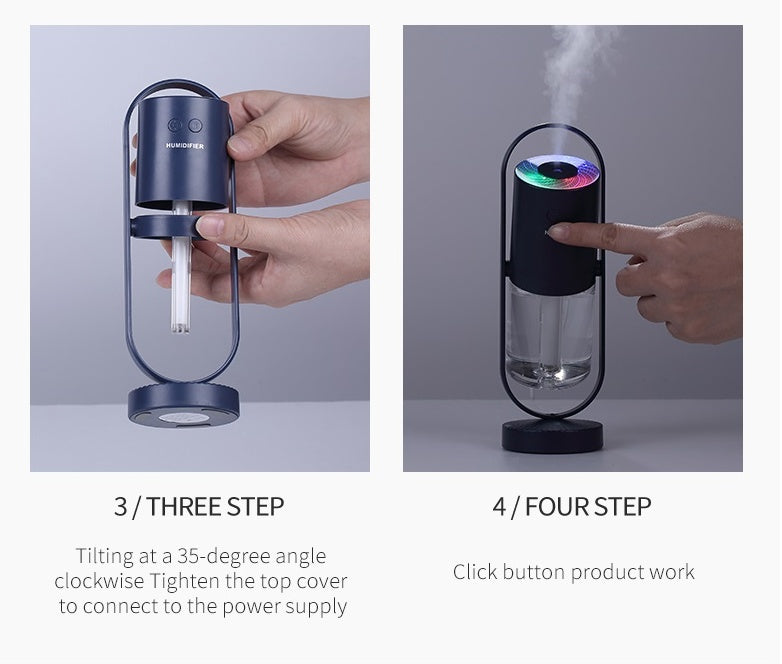 USB Air Humidifier with Projection Night Light – Ultrasonic Mist Maker | 200ml | Silent <30dB | Home, Car & Office