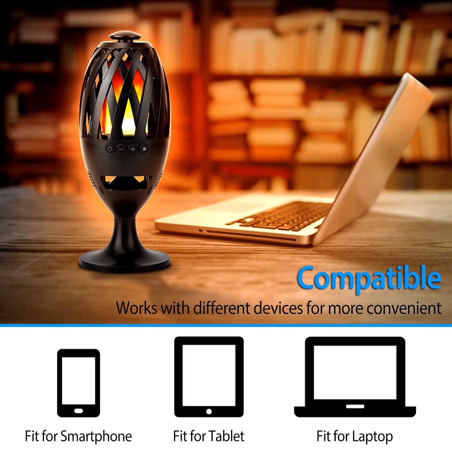 LED Flame Torch Wireless Speaker – 60 LED Realistic Flame | IPX5 Waterproof | 5W Stereo Bass | Outdoor & Camping