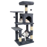 44-Inch Multi-Level Cat Tree with Condo, Hammock & Spacious Top Perch – Indoor Cat Tower (Gray)