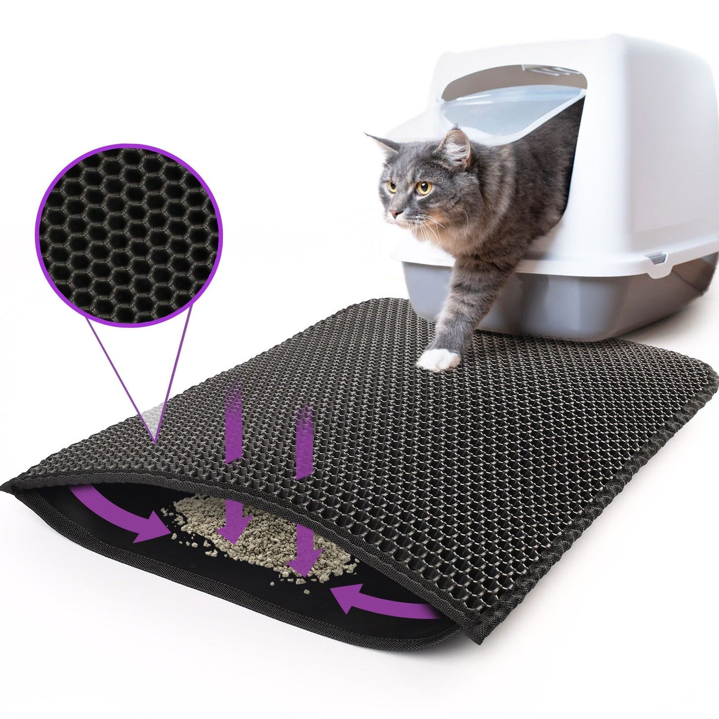 Honeycomb Double-Layer Cat Litter Trapping Mat – Waterproof, Non-Slip & Easy to Clean