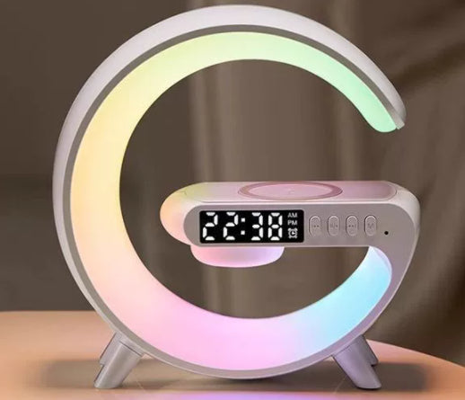 Smart G-Shaped LED Atmosphere Lamp with Bluetooth Speaker & Wireless Charger